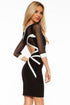 Black White Mesh Cross Strap Bodycon Dress